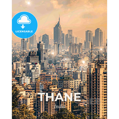 Thane India Skyline Modern Architecture Poster - A city with many tall buildings - Square format print template