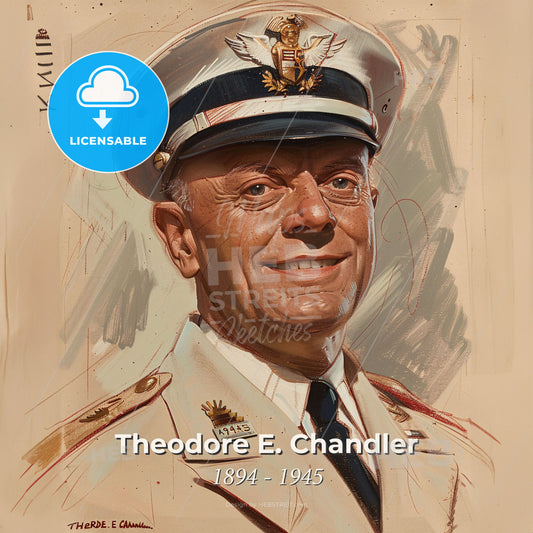 Theodore E. Chandler, 1894 - 1945, American Rear Admiral - A Man In A Military Uniform Print Template