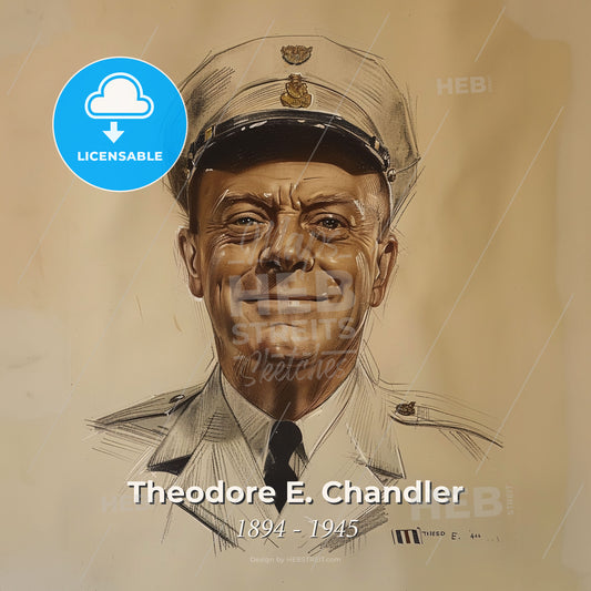 Theodore E. Chandler, 1894 - 1945, American Rear Admiral - A Man In A Military Uniform Print Template
