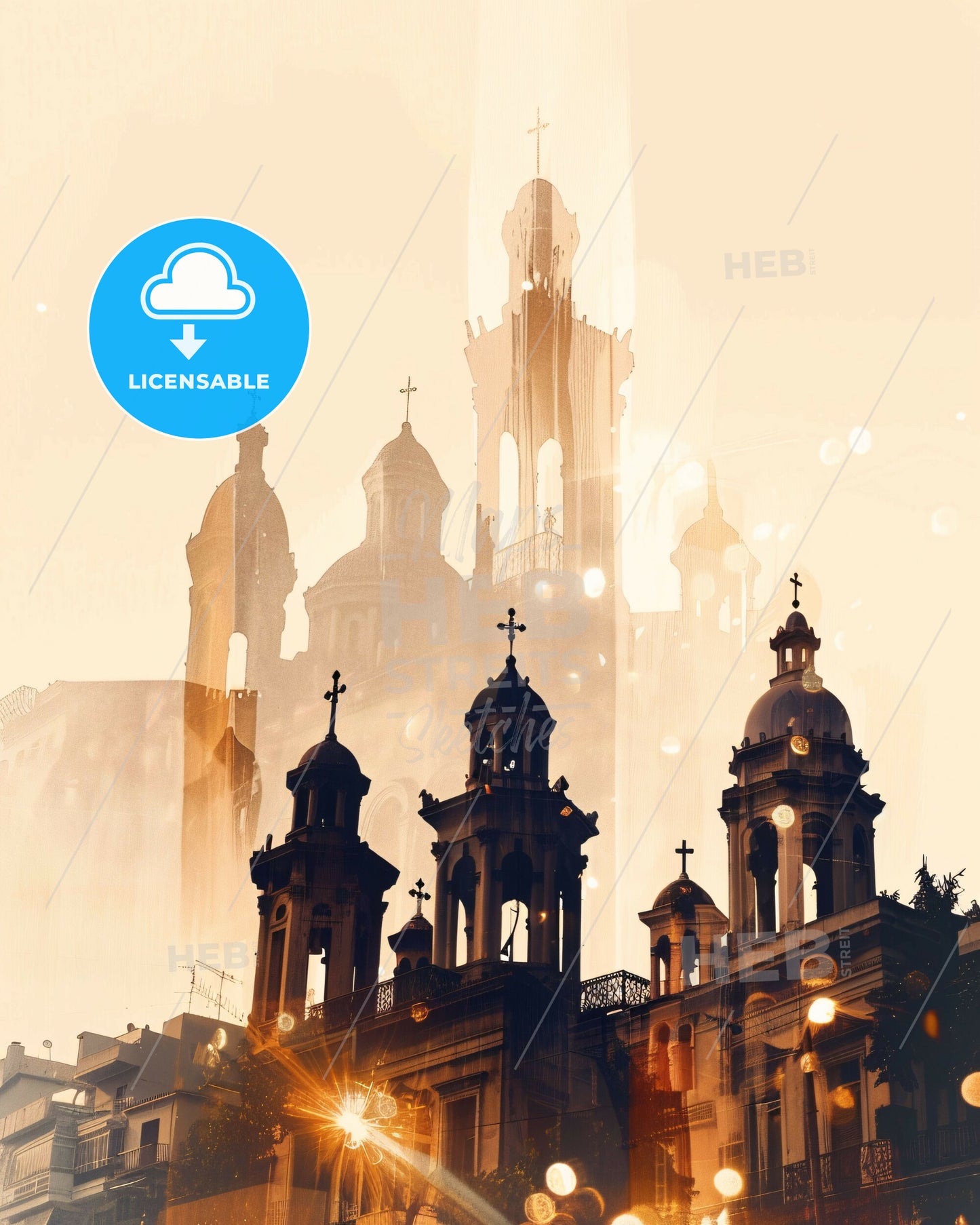 Thessaloniki Skyline Composite Art Poster - A building with a cross on top