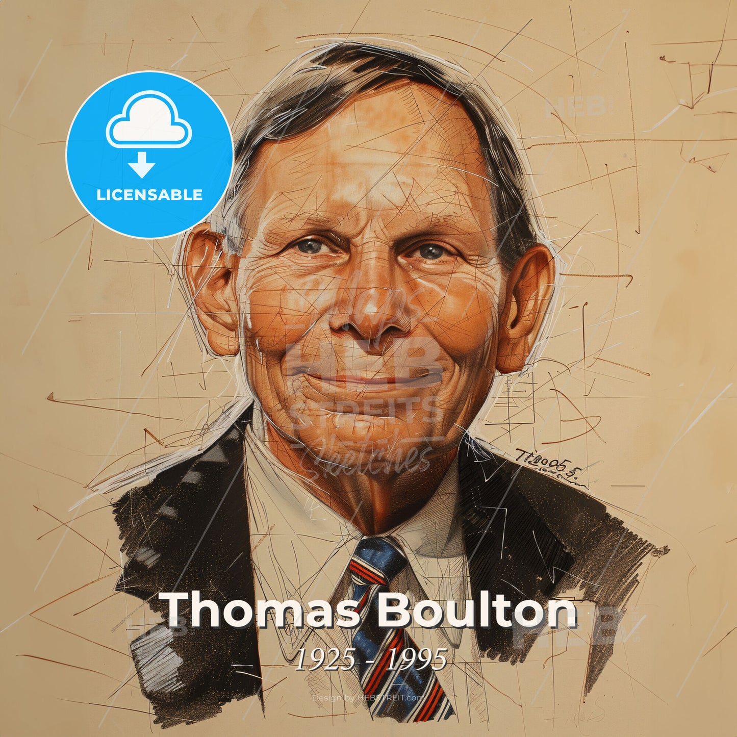 Thomas Boulton, 1925 - 1995, British anesthesiologist - A Man In A Suit And Tie Print Template