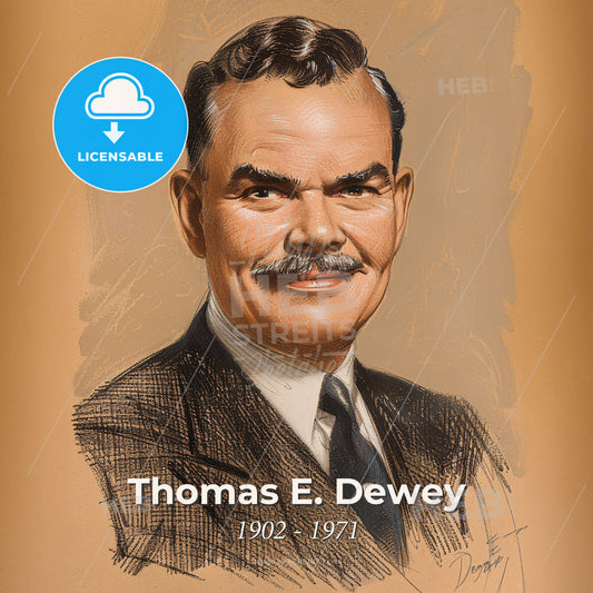 Thomas E. Dewey, 1902 - 1971, American lawyer and politician - A Man With A Mustache Wearing A Suit And Tie Print Template