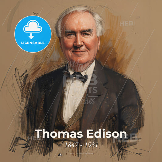 Thomas Edison, 1847 - 1931, American inventor - A Man In A Suit Print Template