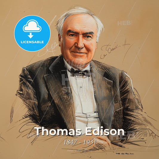 Thomas Edison, 1847 - 1931, American inventor - A Man In A Suit Print Template