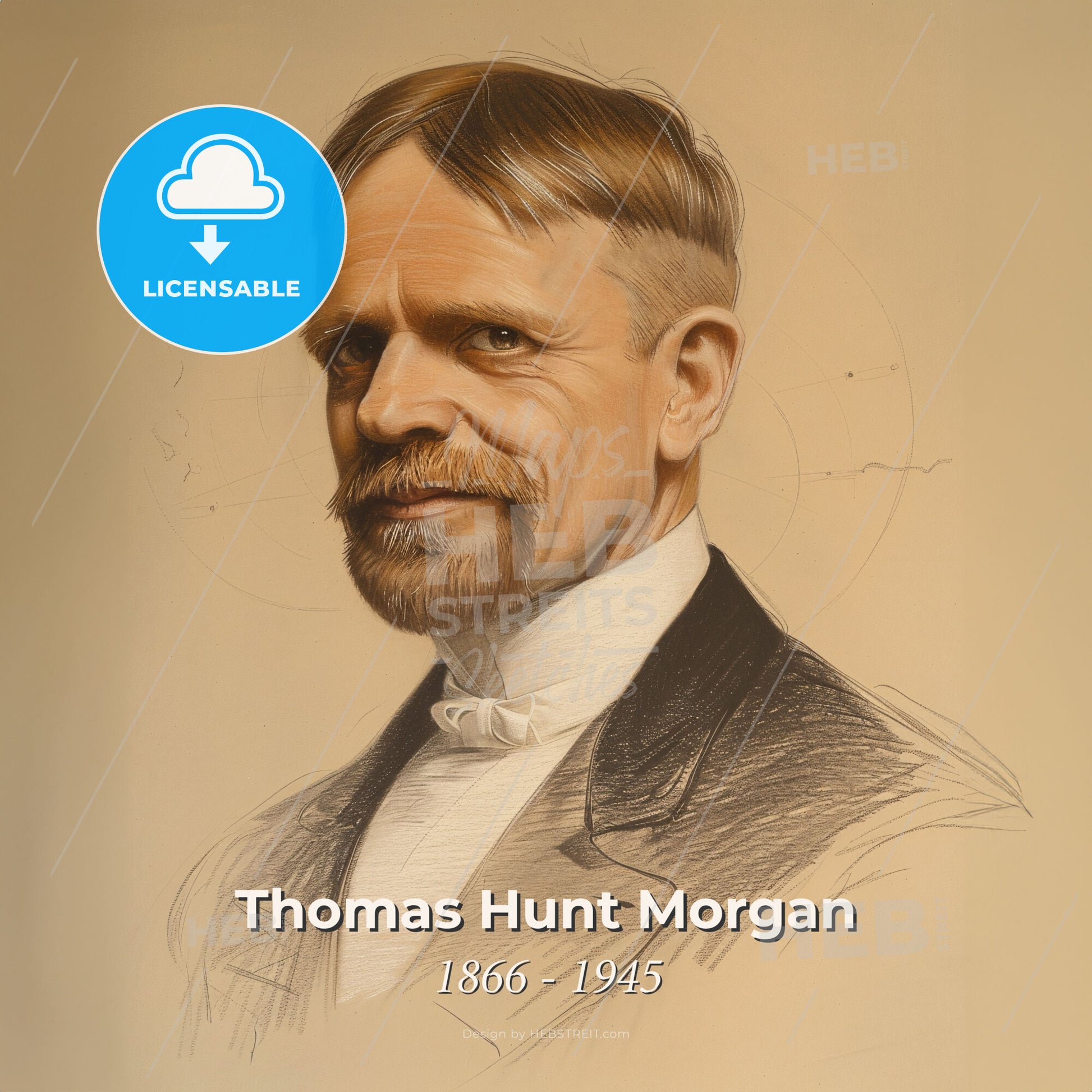 Thomas Hunt Morgan, 1866 - 1945, American geneticist - A Man With A Beard And Mustache Print Template