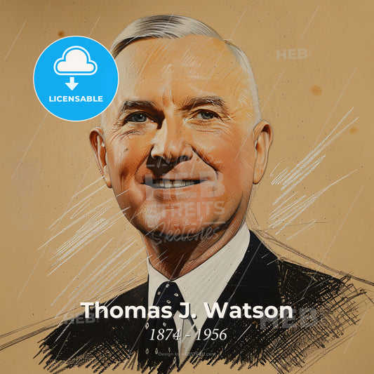 Thomas J. Watson, 1874 - 1956, American businessman - A Man In A Suit Print Template