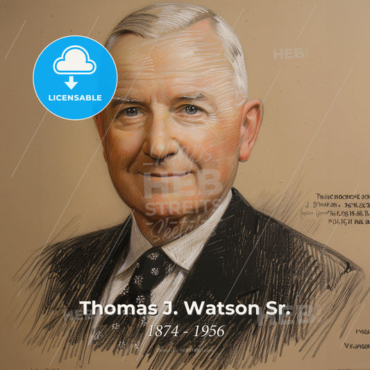 Thomas J. Watson Sr., 1874 - 1956, American business executive - A Portrait Of A Man Print Template