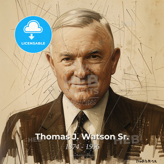 Thomas J. Watson Sr., 1874 - 1956, American business executive - A Man In A Suit And Tie Print Template