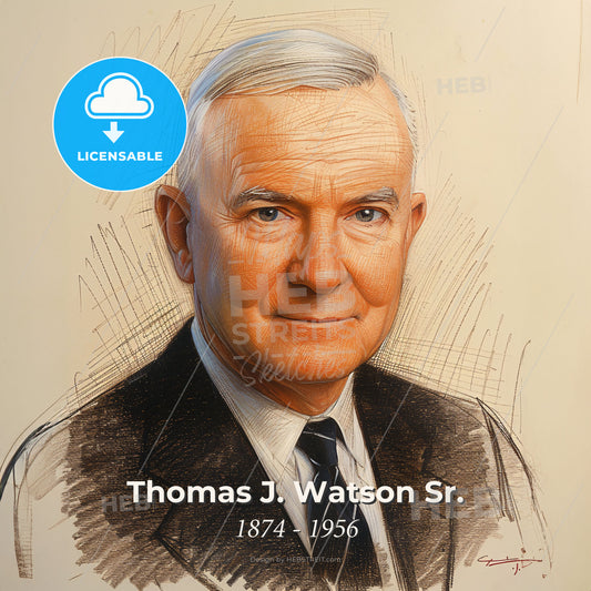 Thomas J. Watson Sr., 1874 - 1956, American business executive - A Man In A Suit And Tie Print Template