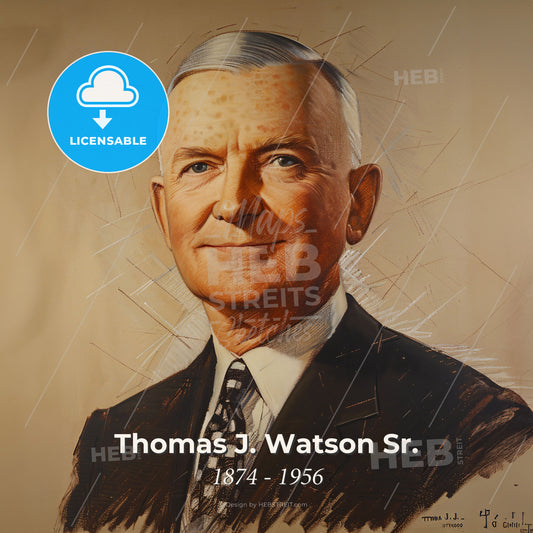 Thomas J. Watson Sr., 1874 - 1956, American business executive - A Man In A Suit And Tie Print Template
