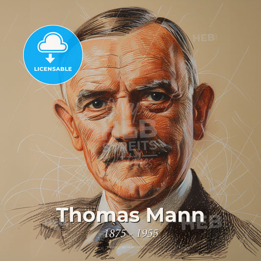 Thomas Mann, 1875 - 1955, German writer - A Man With A Mustache Print Template