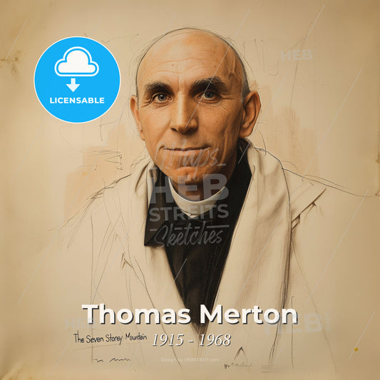 Thomas Merton, 1915 - 1968, American Trappist monk - A Man In A White Coat Print Template