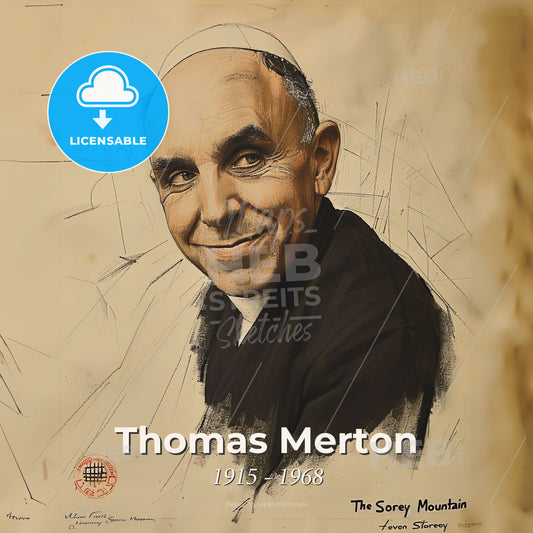 Thomas Merton, 1915 - 1968, American Trappist monk - A Drawing Of A Man Print Template