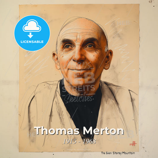 Thomas Merton, 1915 - 1968, American Trappist monk - A Drawing Of A Man Print Template