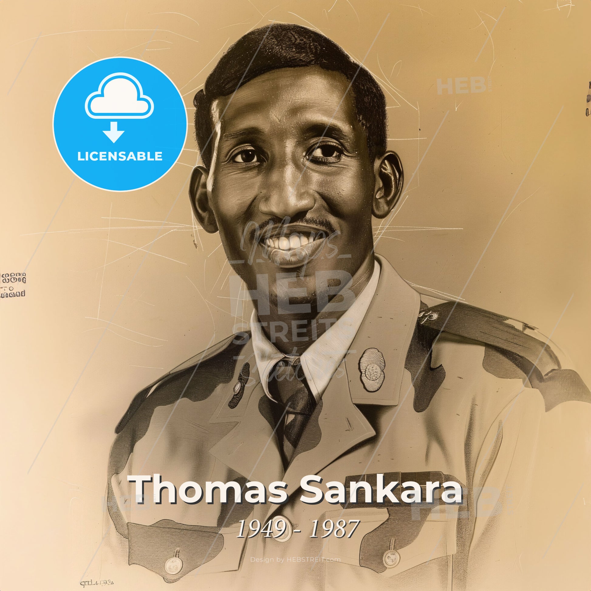 Thomas Sankara, 1949 - 1987, Burkinabé revolutionary leader - A Man In A Military Uniform Print Template