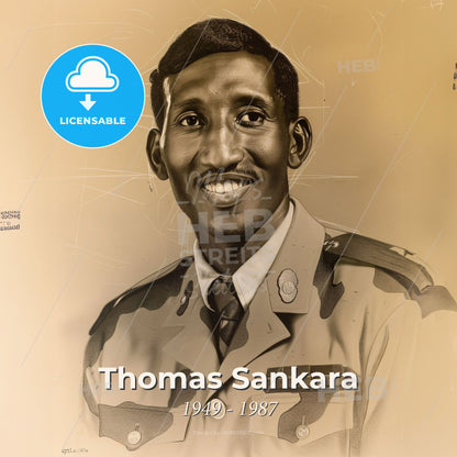 Thomas Sankara, 1949 - 1987, Burkinabé revolutionary leader - A Man In A Military Uniform Print Template