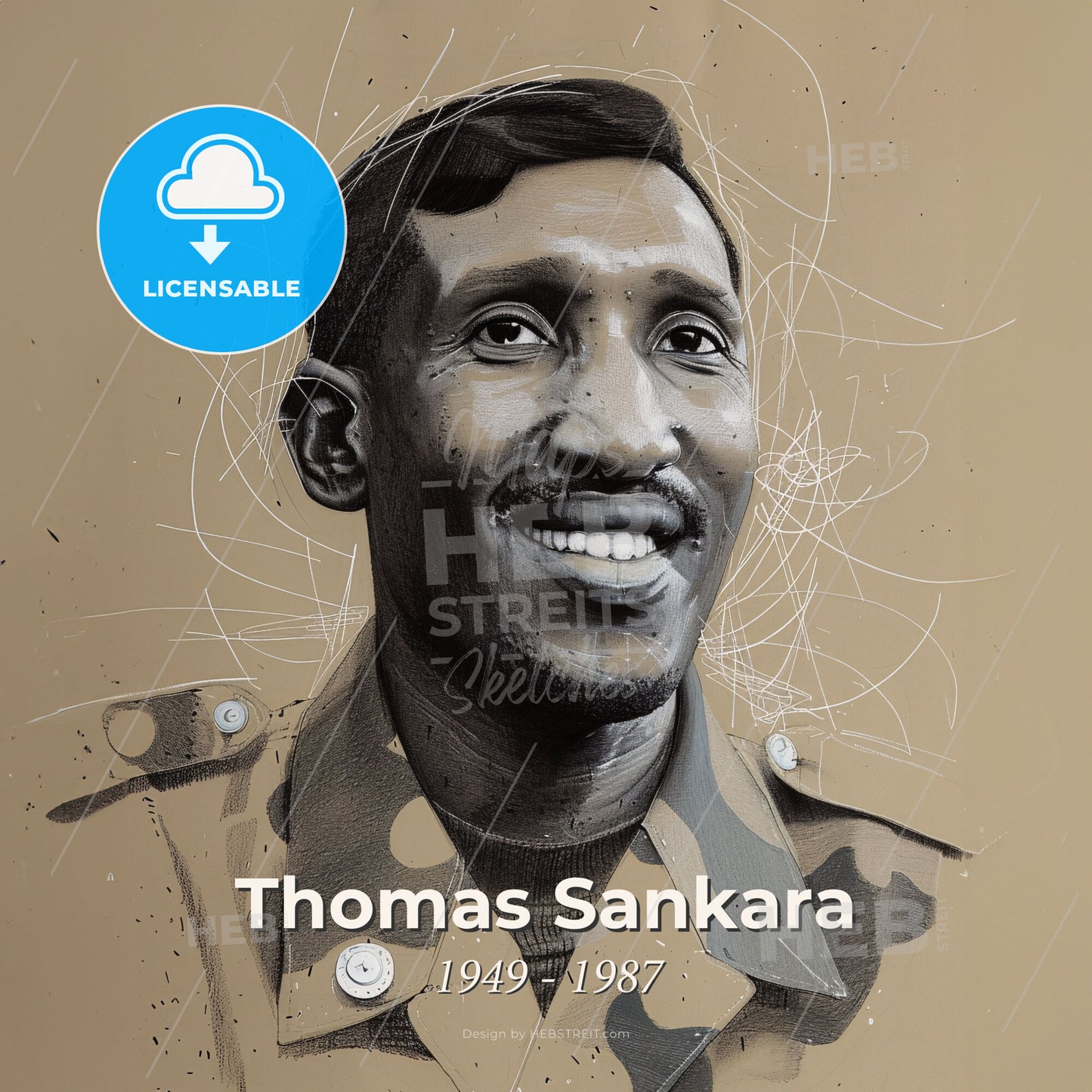 Thomas Sankara, 1949 - 1987, Burkinabé revolutionary leader - A Man In A Military Uniform Print Template