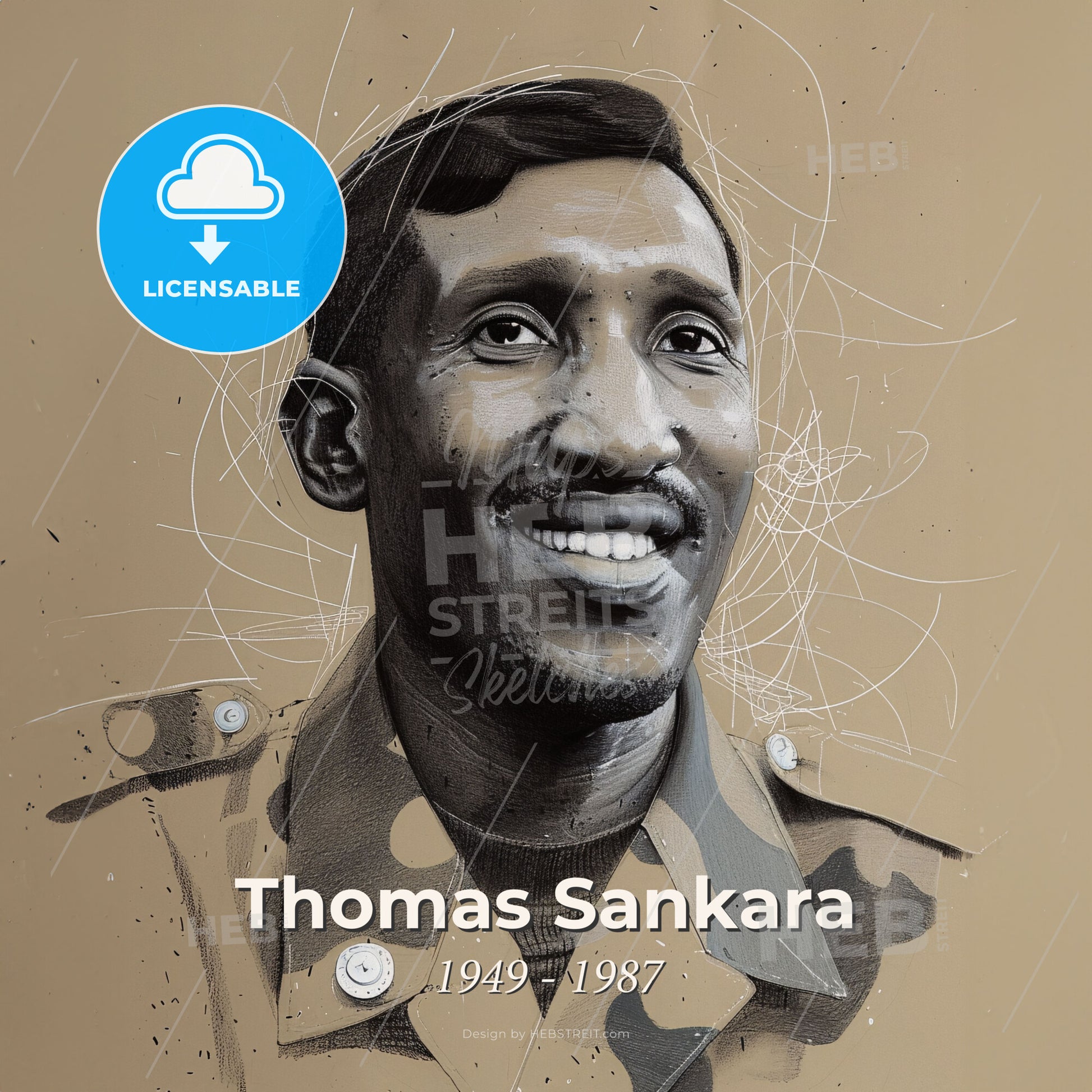 Thomas Sankara, 1949 - 1987, Burkinabé revolutionary leader - A Man In A Military Uniform Print Template