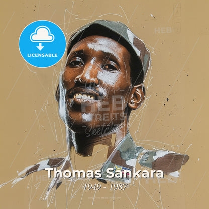 Thomas Sankara, 1949 - 1987, Burkinabé revolutionary leader - A Man In A Military Uniform Print Template