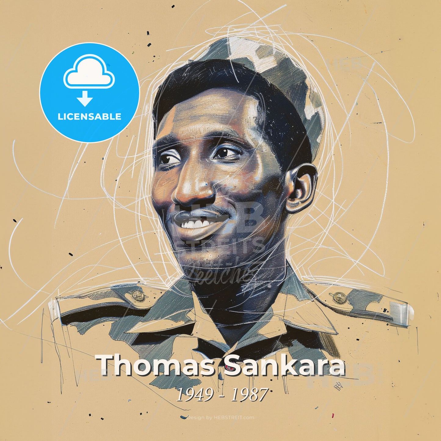 Thomas Sankara, 1949 - 1987, Burkinabé revolutionary leader - A Man In A Military Uniform Print Template
