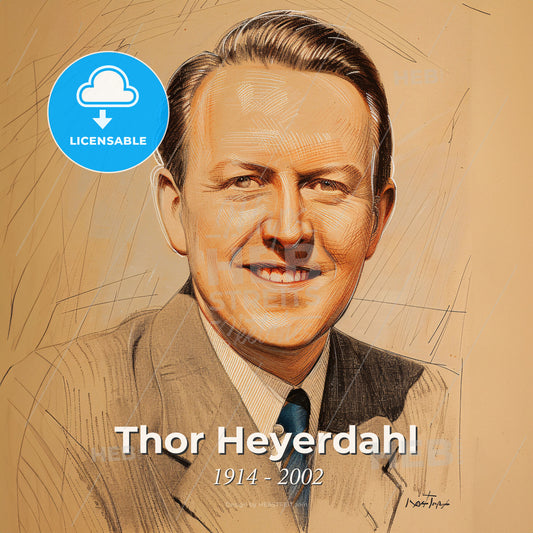 Thor Heyerdahl, 1914 - 2002, Norwegian explorer - A Man In A Suit And Tie Print Template