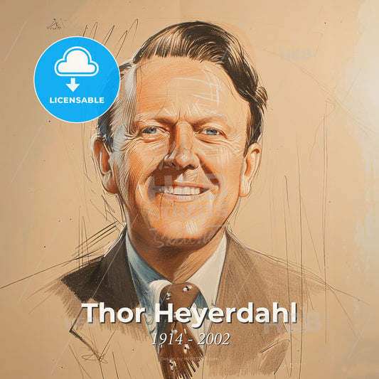 Thor Heyerdahl, 1914 - 2002, Norwegian explorer - A Man In A Suit And Tie Print Template