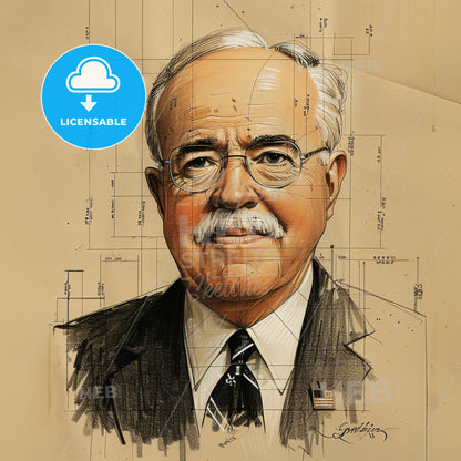 Thorsten Sellin, 1896 - 1994, American criminologist - A Drawing Of A Man With A Mustache