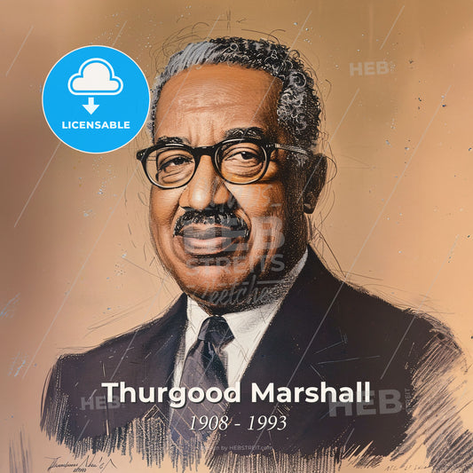 Thurgood Marshall, 1908 - 1993, American lawyer and jurist - A Man In A Suit And Tie Print Template