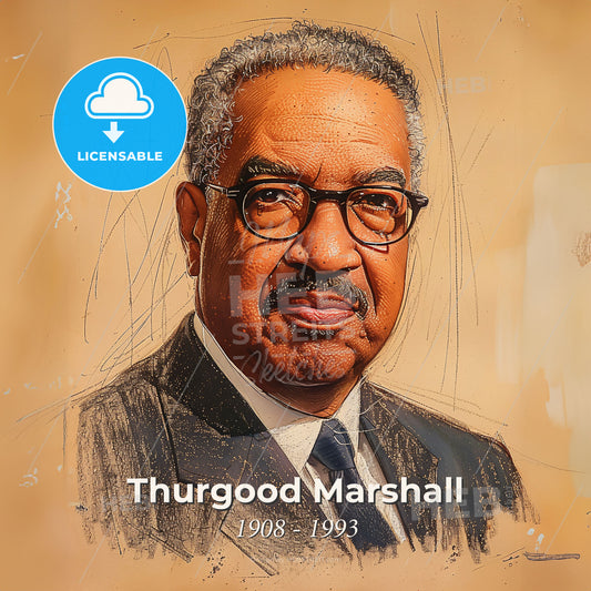 Thurgood Marshall, 1908 - 1993, American lawyer and jurist - A Man In A Suit And Tie Print Template