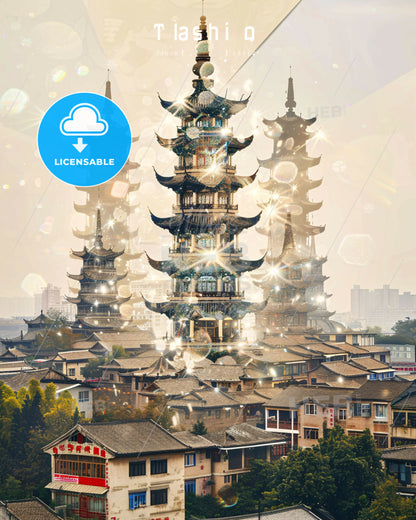 Tianshui Timeless Architecture Sparkle Composite - A group of tall buildings with lights