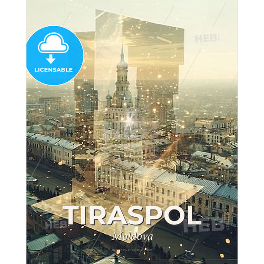 Tiraspol City Skyline Art Print - A city with many buildings - Square format print template