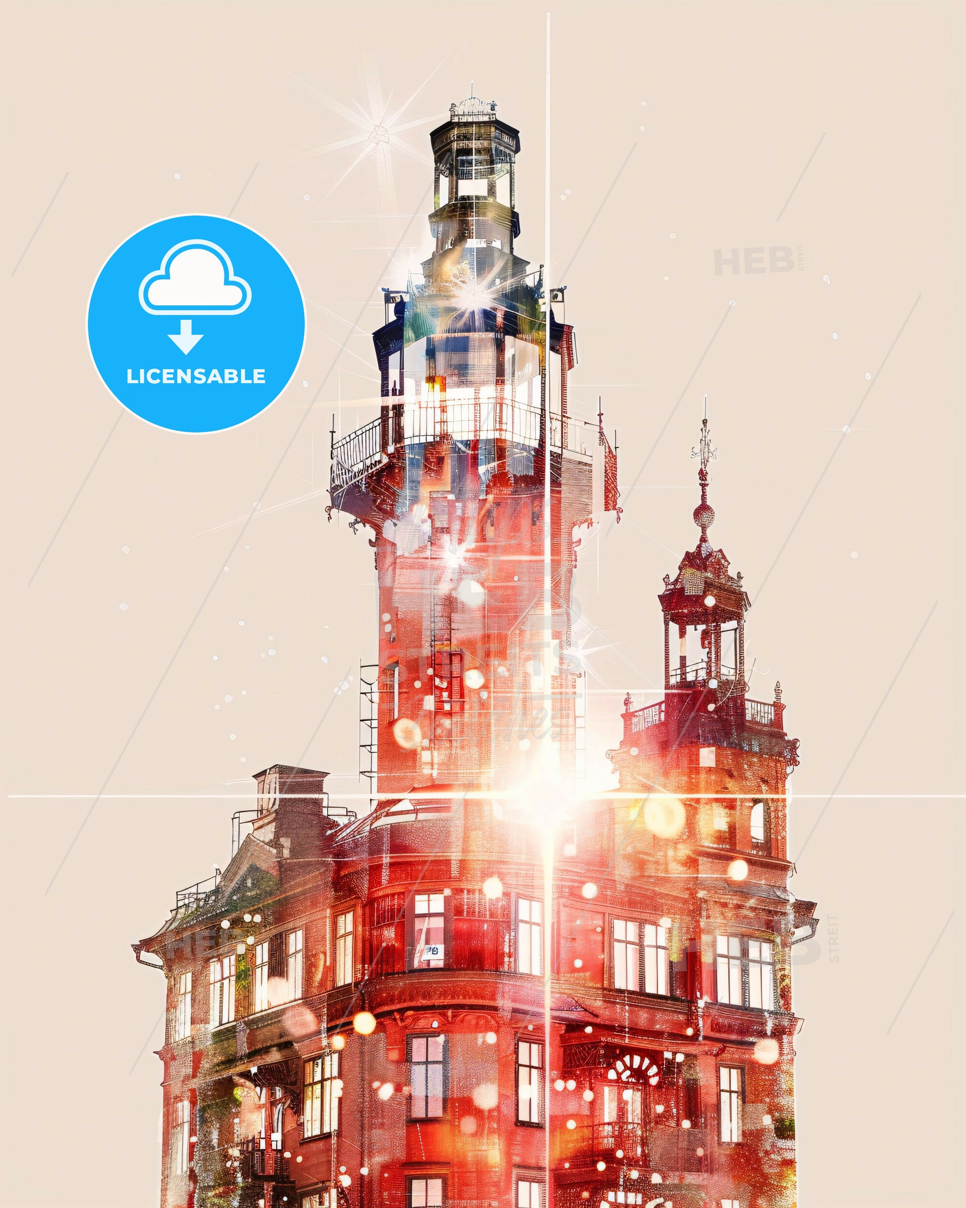 Tjörn, Sweden: Skyline Composite Art with Sparkles - A building with a tower