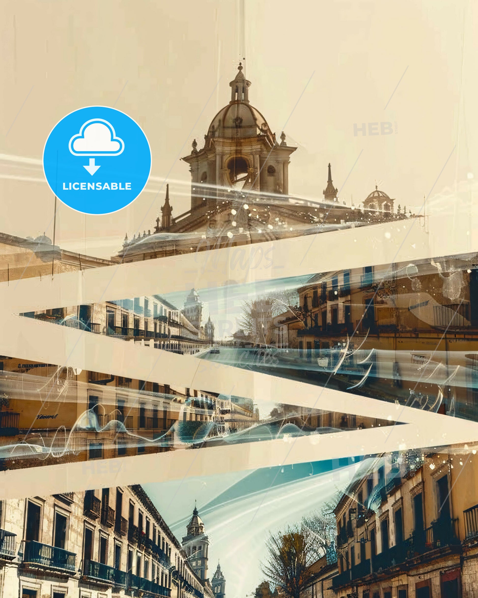 Tlaquepaque: Bright City Lights Dance - A collage of buildings and a church