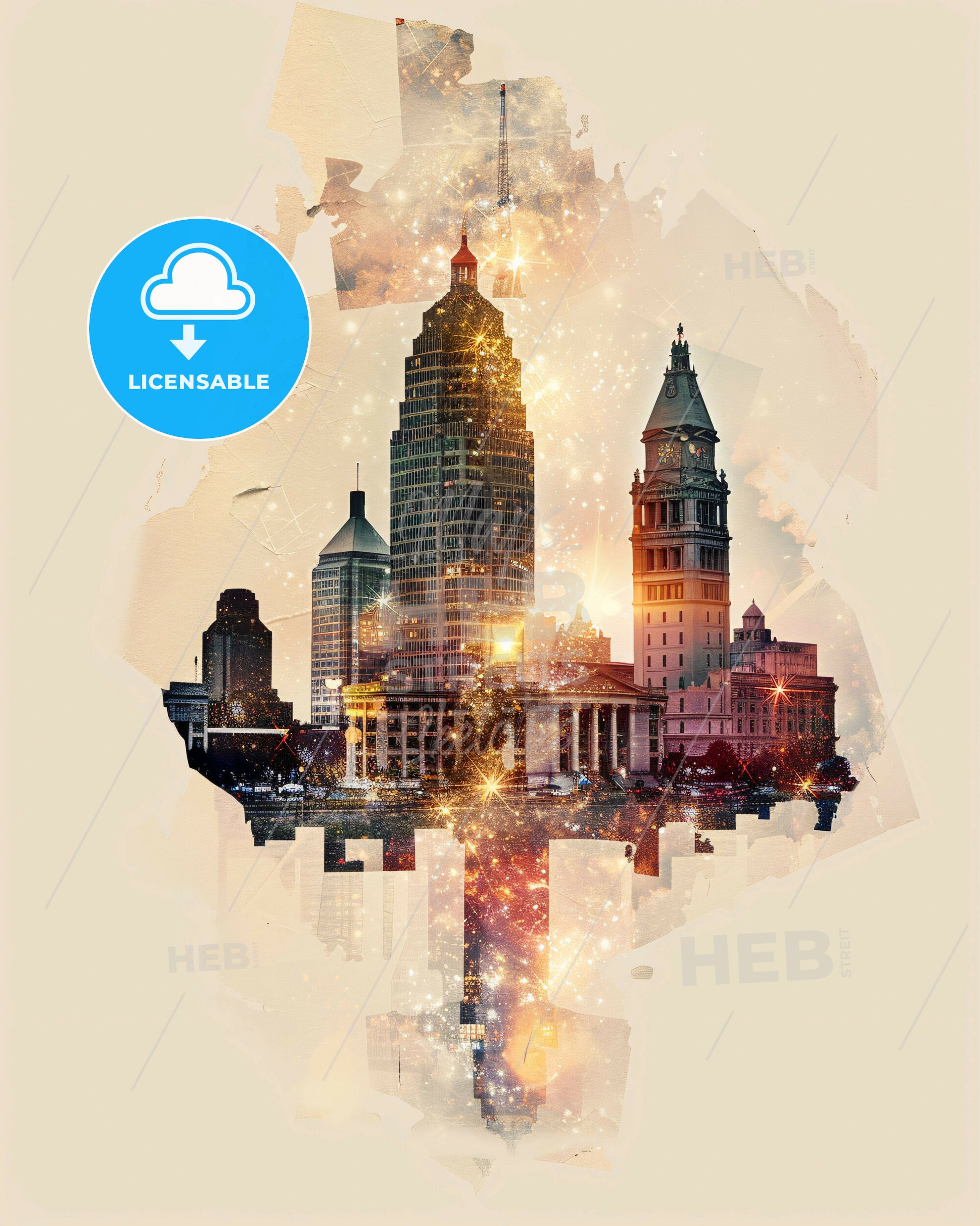 Toledo City Skyline Delightful Poster Art - A city skyline with lights