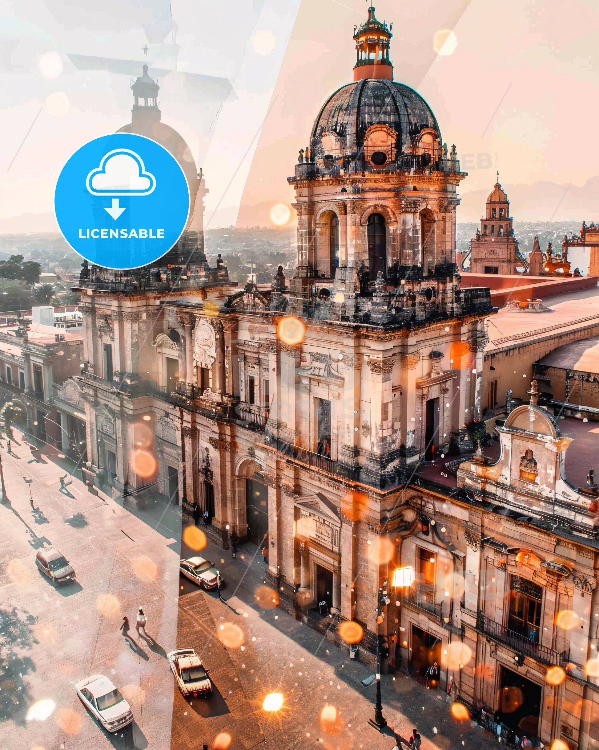 Toluca Skyline Art: Unique Iconography Poster - A large building with a dome on top