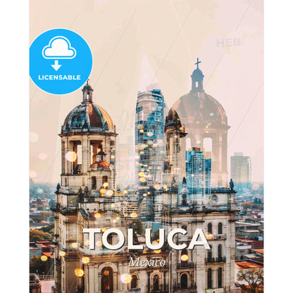 Toluca Skyline Composite Art Poster Mexico - A city skyline with a large building - Square format print template