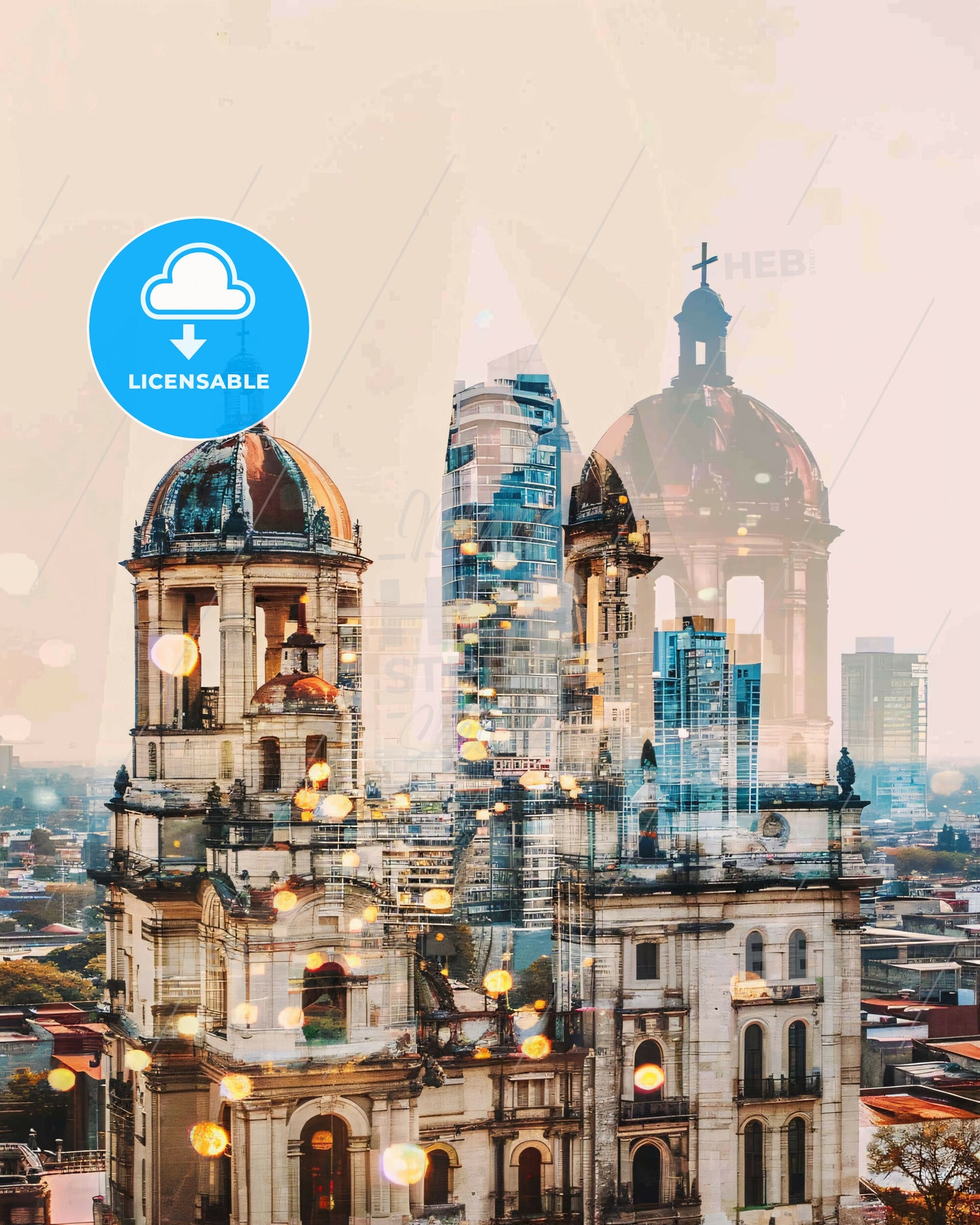 Toluca Skyline Composite Art Poster Mexico - A city skyline with a large building