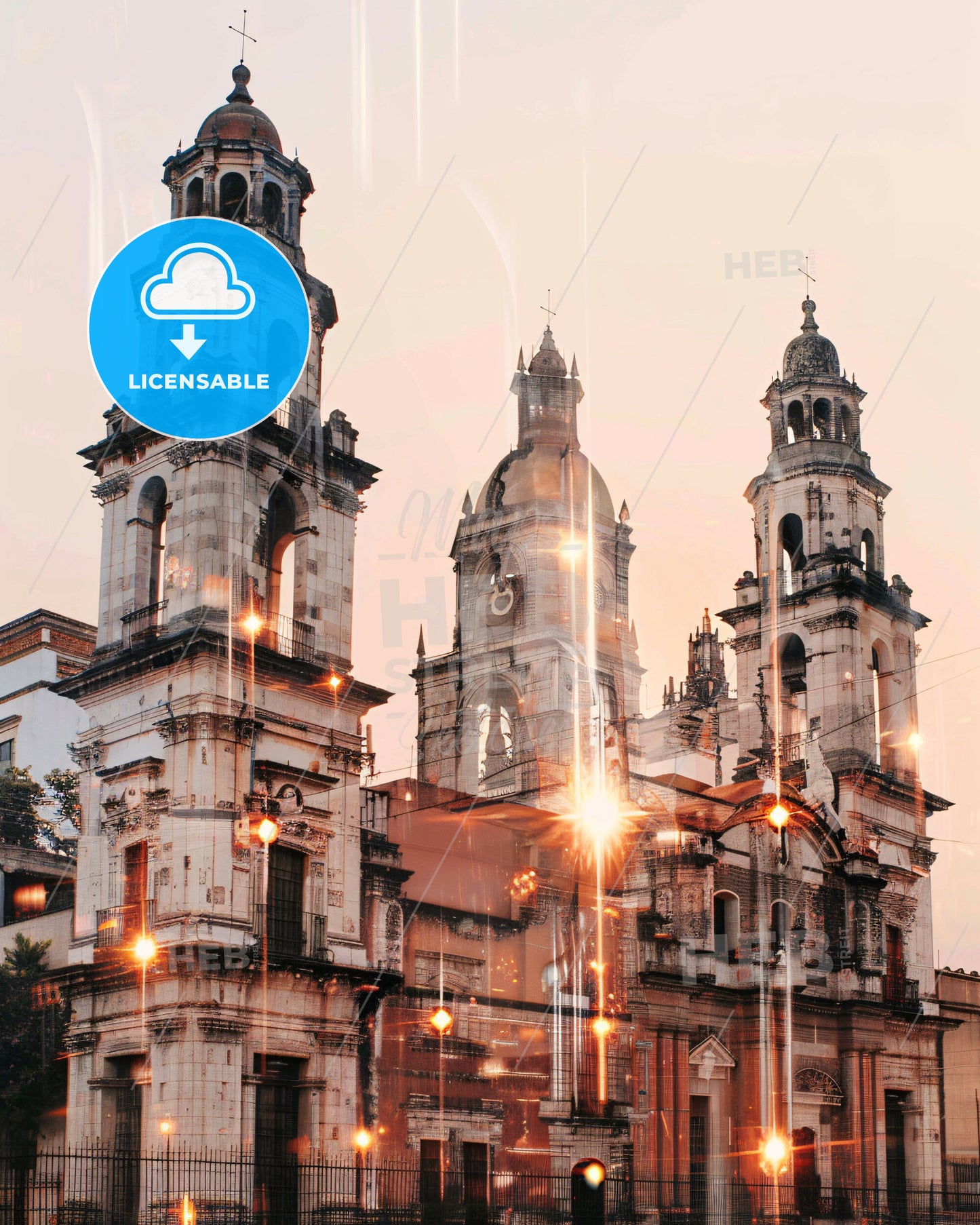 Toluca Skyline Composite Art with Local Icons - A building with towers and lights