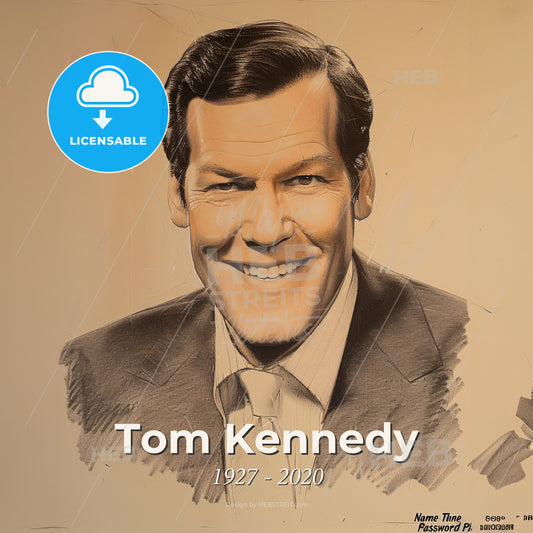 Tom Kennedy, 1927 - 2020, American TV show host - A Man Smiling At The Camera Print Template