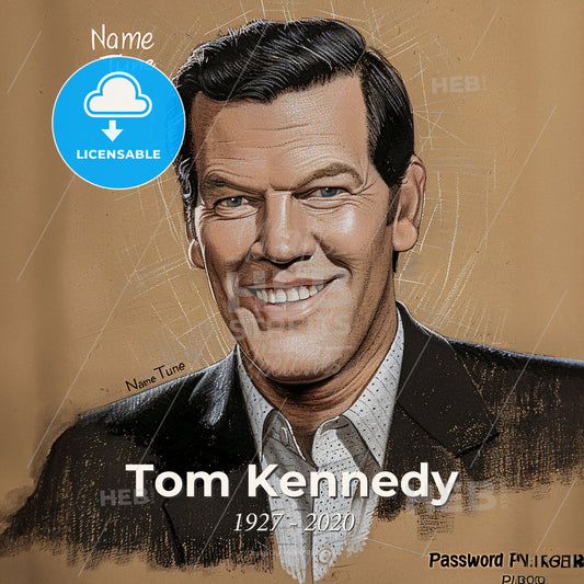 Tom Kennedy, 1927 - 2020, American TV show host - A Man In A Suit Print Template