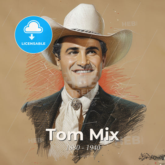 Tom Mix, 1880 - 1940, American actor and stuntman - A Man Wearing A Cowboy Hat Print Template