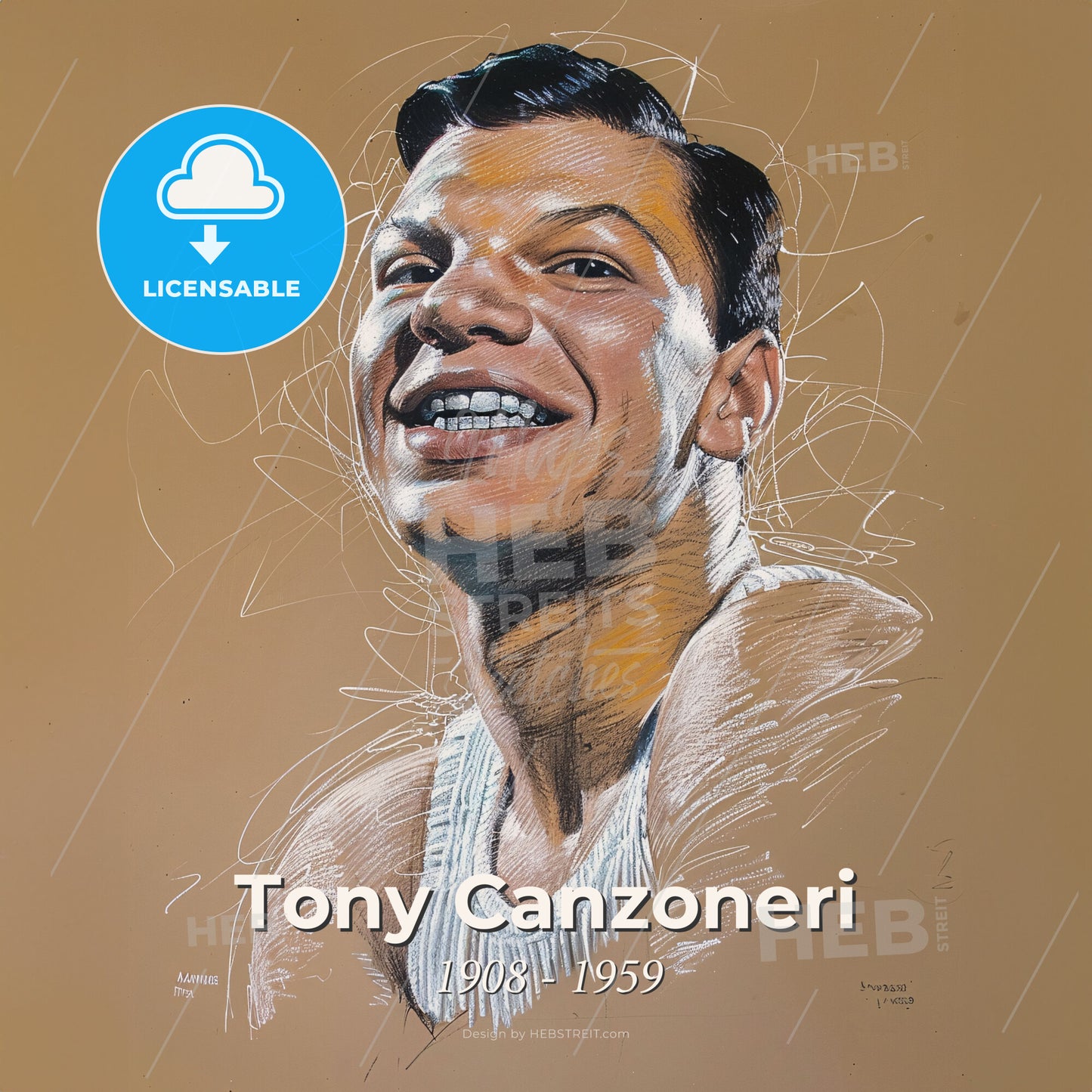 Tony Canzoneri, 1908 - 1959, American lightweight and featherweight boxer - A Drawing Of A Man Smiling Print Template