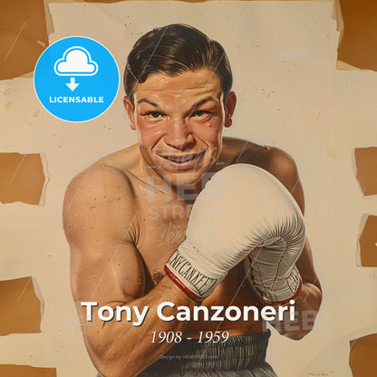 Tony Canzoneri, 1908 - 1959, American lightweight and featherweight boxer - A Man Wearing Boxing Gloves Print Template