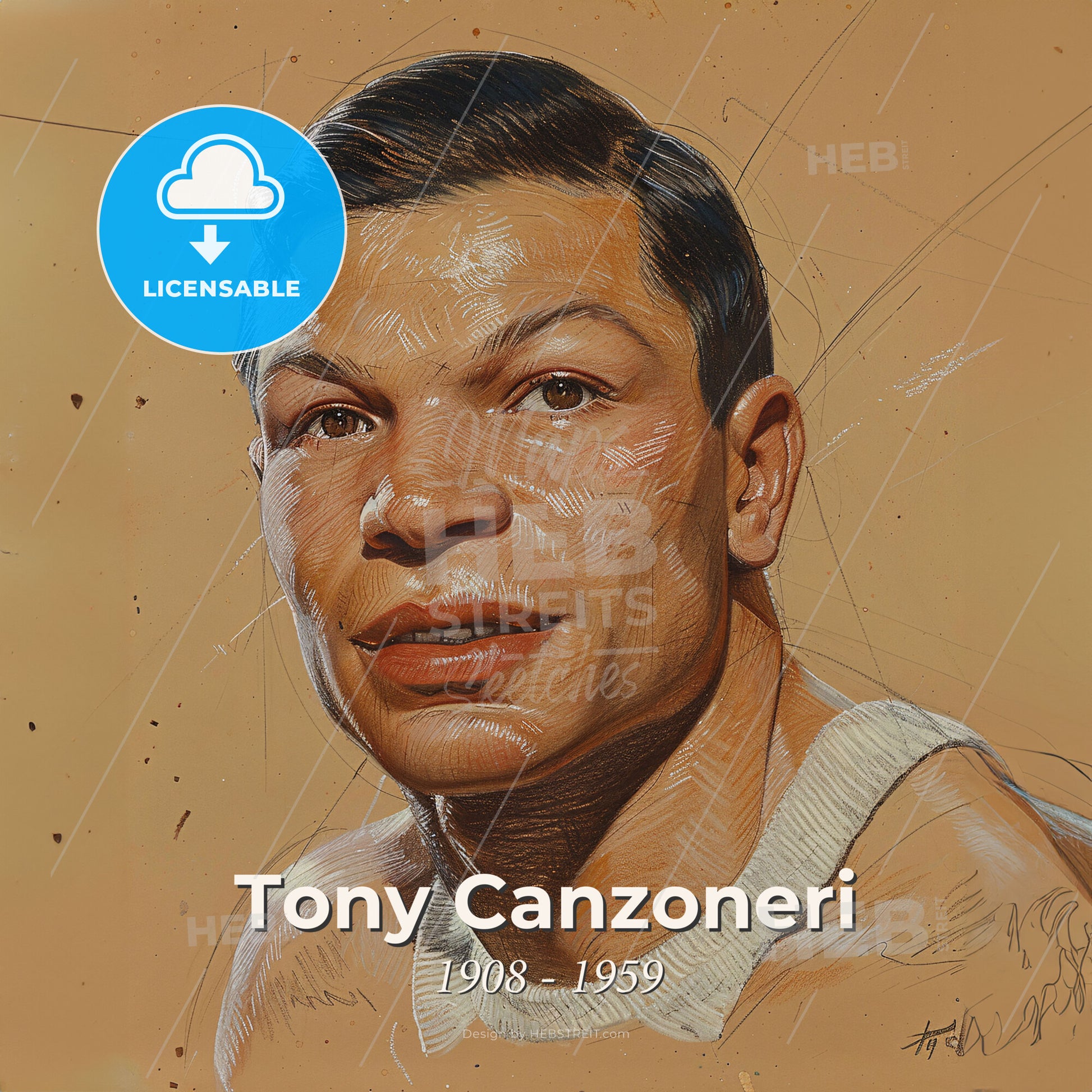 Tony Canzoneri, 1908 - 1959, American lightweight and featherweight boxer - A Drawing Of A Man Print Template
