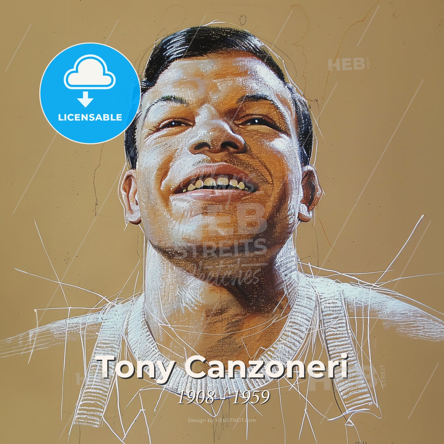Tony Canzoneri, 1908 - 1959, American lightweight and featherweight boxer - A Drawing Of A Man Smiling Print Template