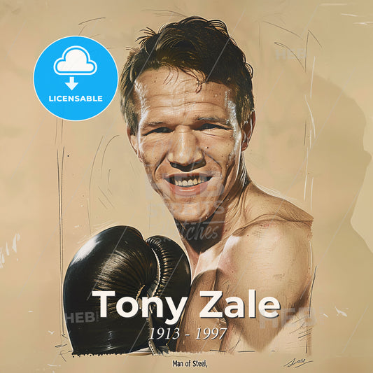 Tony Zale, 1913 - 1997, American middleweight boxer - A Man With Boxing Gloves Print Template