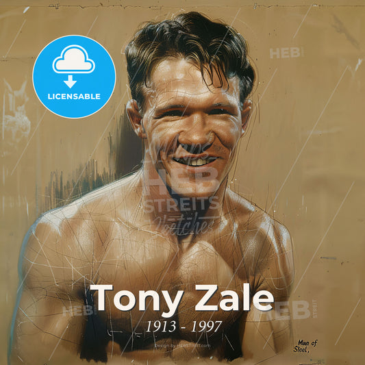 Tony Zale, 1913 - 1997, American middleweight boxer - A Man Smiling At The Camera Print Template