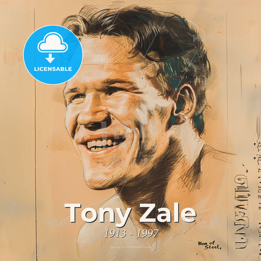 Tony Zale, 1913 - 1997, American middleweight boxer - A Drawing Of A Man Smiling Print Template
