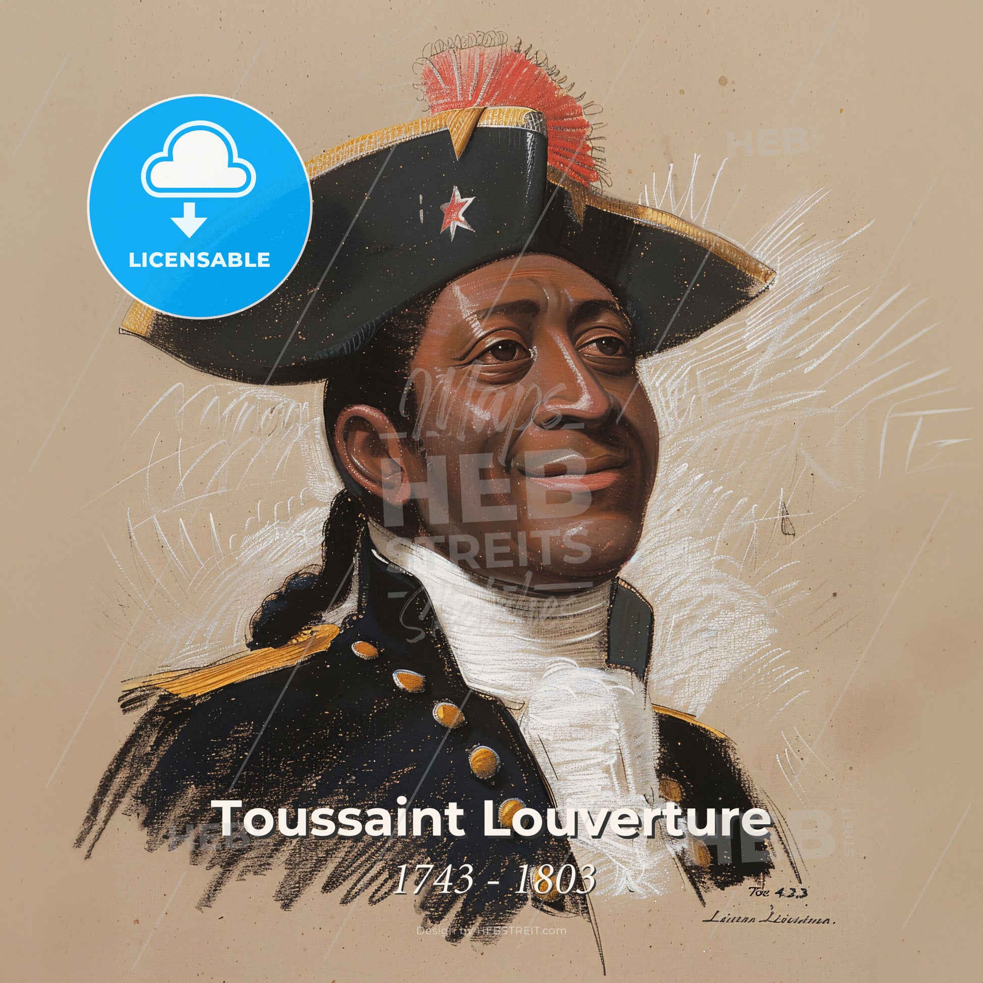 Toussaint Louverture, 1743 - 1803, Haitian revolutionary leader - A Man In A Military Uniform Print Template