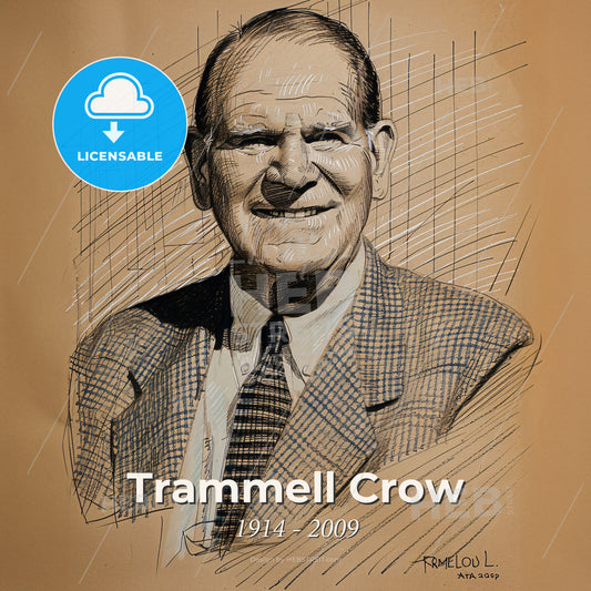 Trammell Crow, 1914 - 2009, American real estate developer - A Drawing Of A Man Smiling Print Template